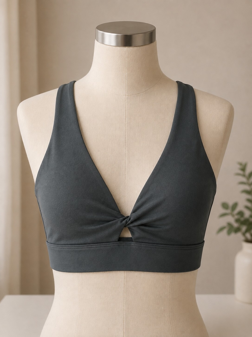 Fabletics Dark Green Knot-Front Sports Bralette